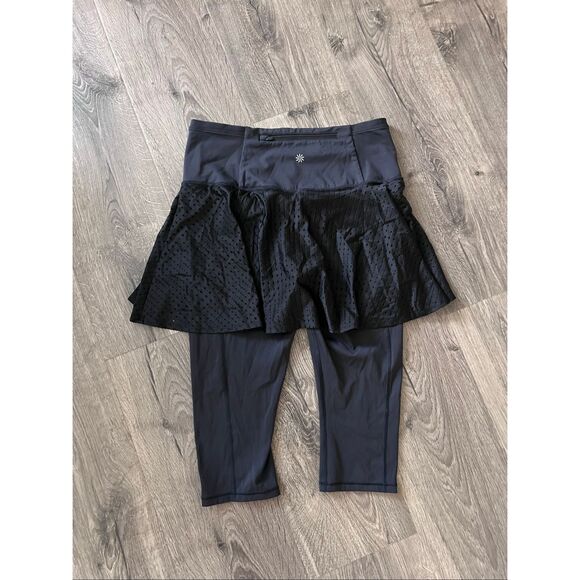 Athleta Women Pull On Legging Skirt Pants Polyester Black Size M A-Game 2 in 1 - Picture 2 of 5